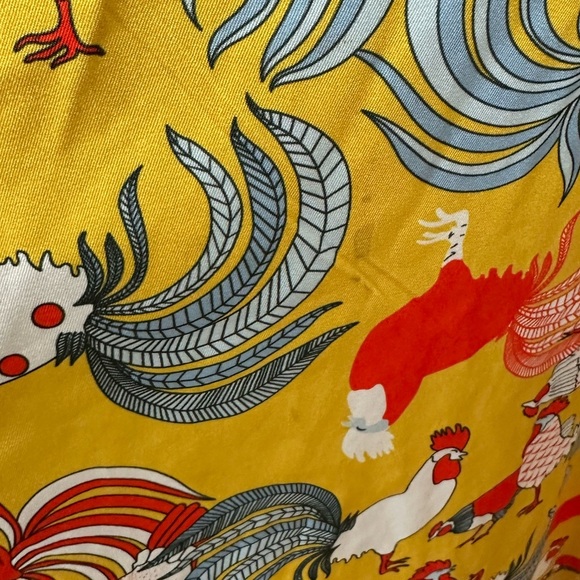 NWT Unique Vintage Mustard & Red Rooster Print Fit & Flare Dress Sz 2X/18 - Picture 11 of 16